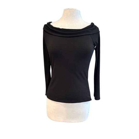 Black Off-The-Shoulder Long Sleeve Top By 1.State Size M Polyester & Spandex - Picture 1 of 8